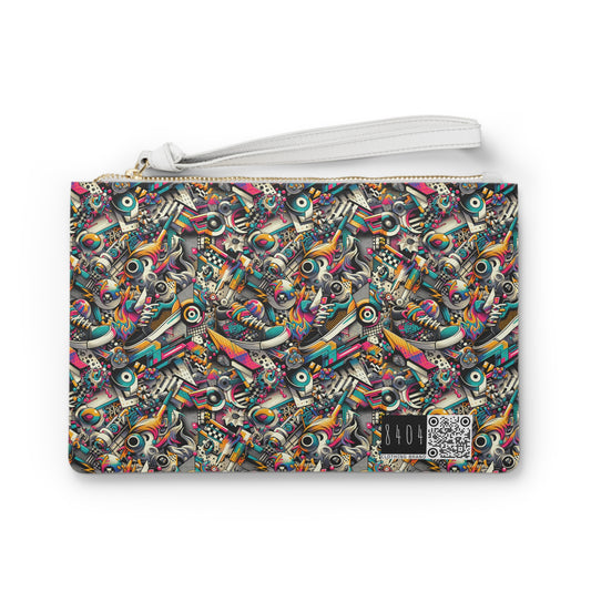 Urban Graffiti Fusion Eclectic Street Art Meets Modern Tech Culture Clutch Bag - 8404 Design-55