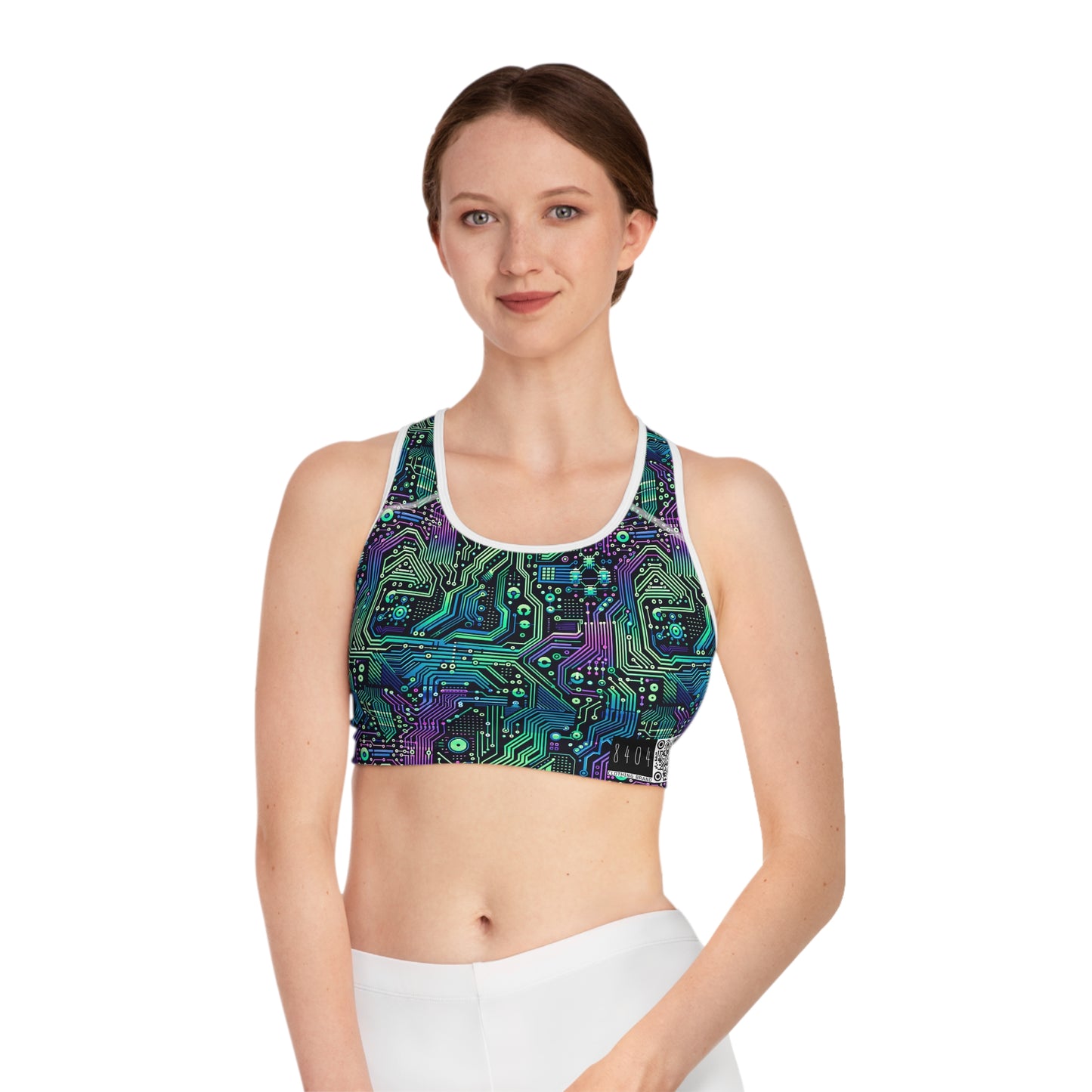Tech-Infused Neon Tech-Forward Streetwear Sports Bra - 8404 Design-66