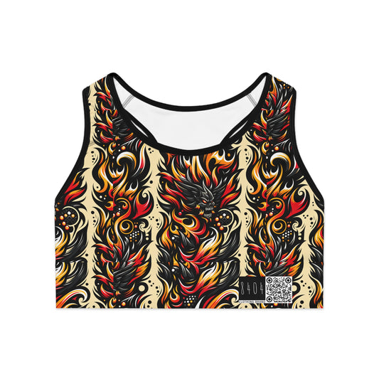 Flame Graphics Maximalist Streetwear Sports Bra - 8404 Design-65