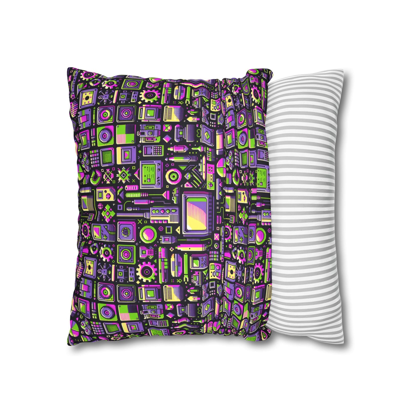 Digital Nostalgia Remix Modern Vintage Fusion Faux Suede Square Pillowcase - 8404 Design-67