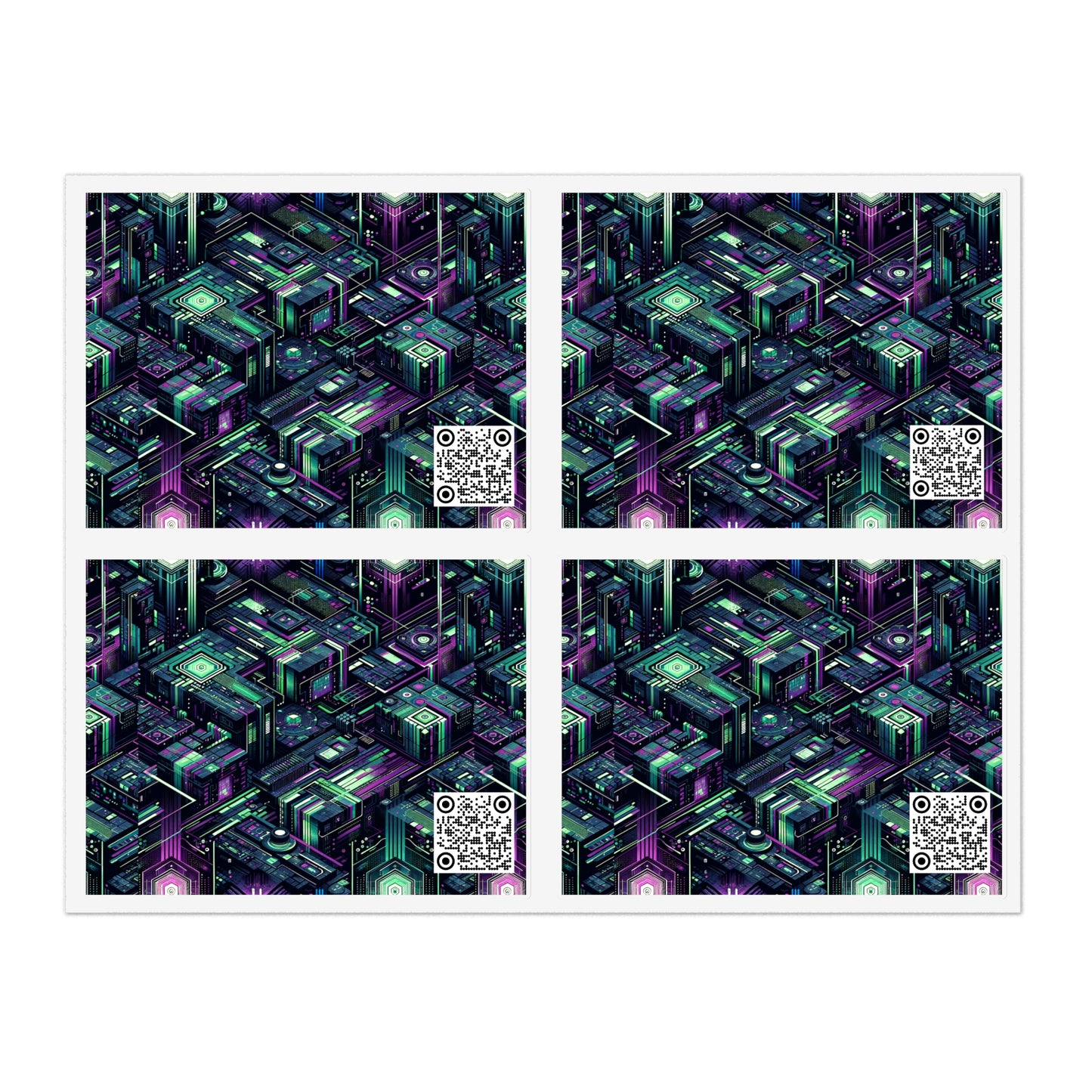 Tech Noir Aesthetics Tech-Forward Urban Dystopia Sticker Sheets - 8404 Design-43
