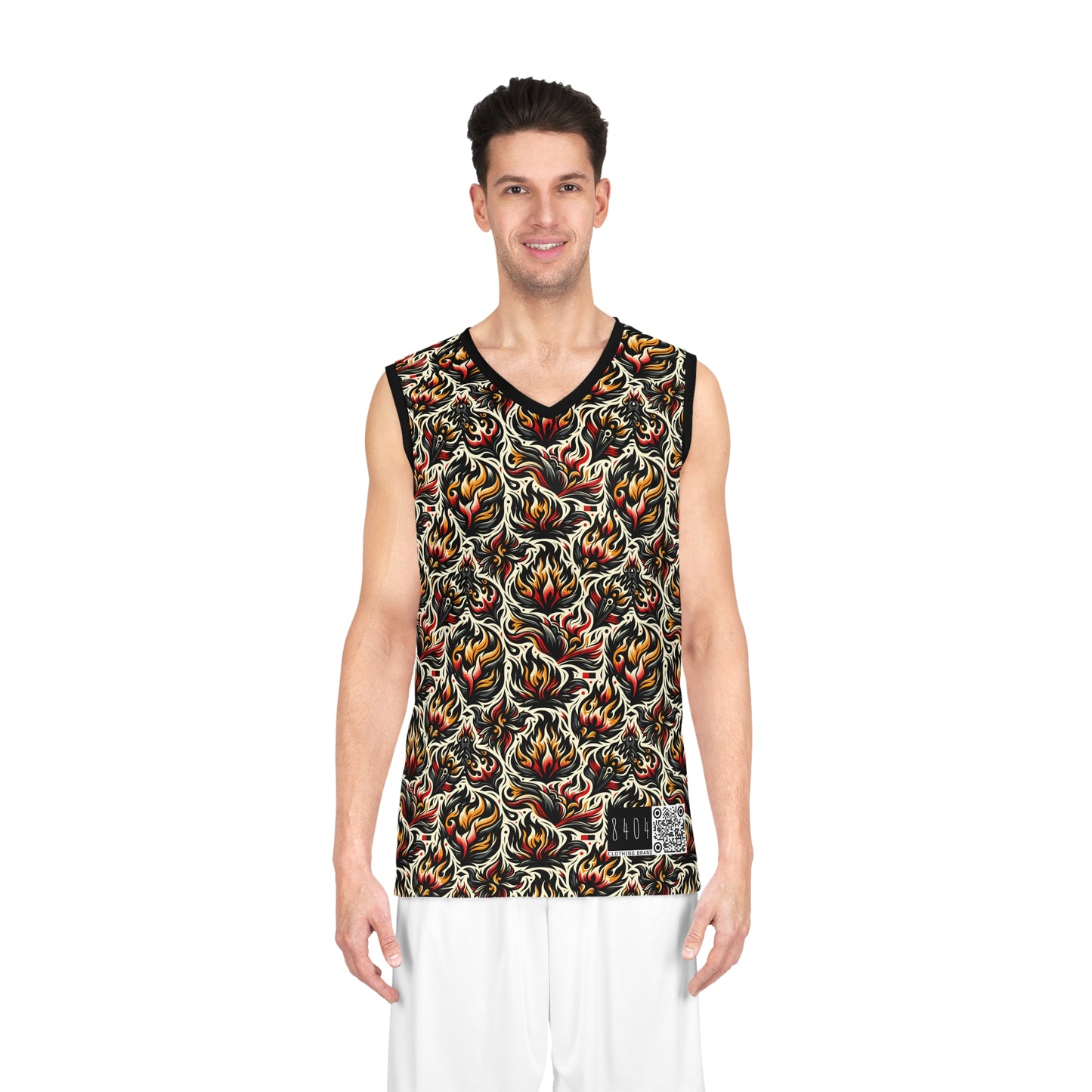 Fire & Flames Bold Streetwear Statement Basketball Jersey - 8404 Design-57