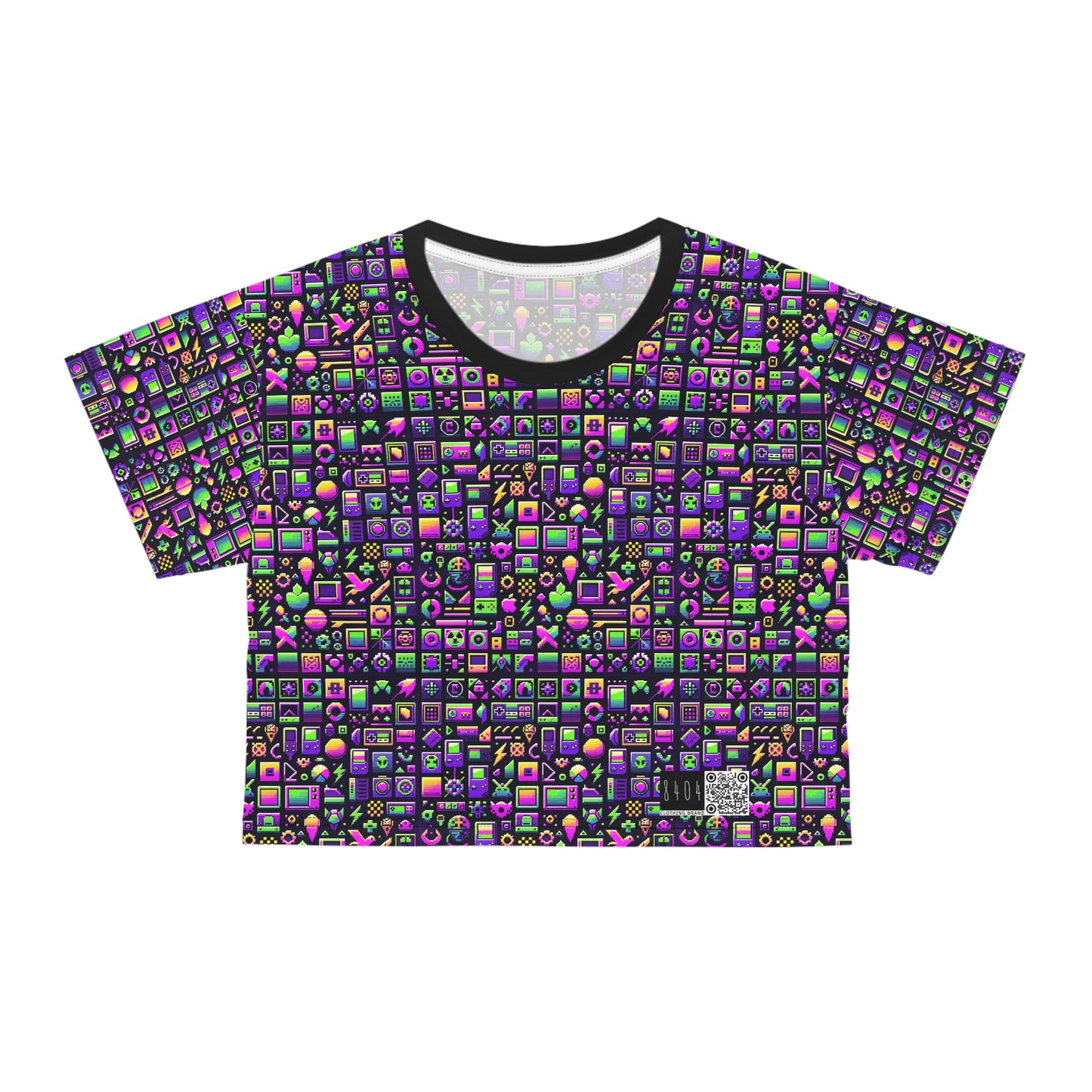 Digital Nostalgia Remix Modern Vintage Fusion Crop Tee - 8404 Design-49