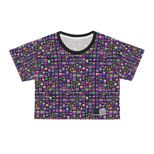 Digital Nostalgia Remix Modern Vintage Fusion Crop Tee - 8404 Design-49