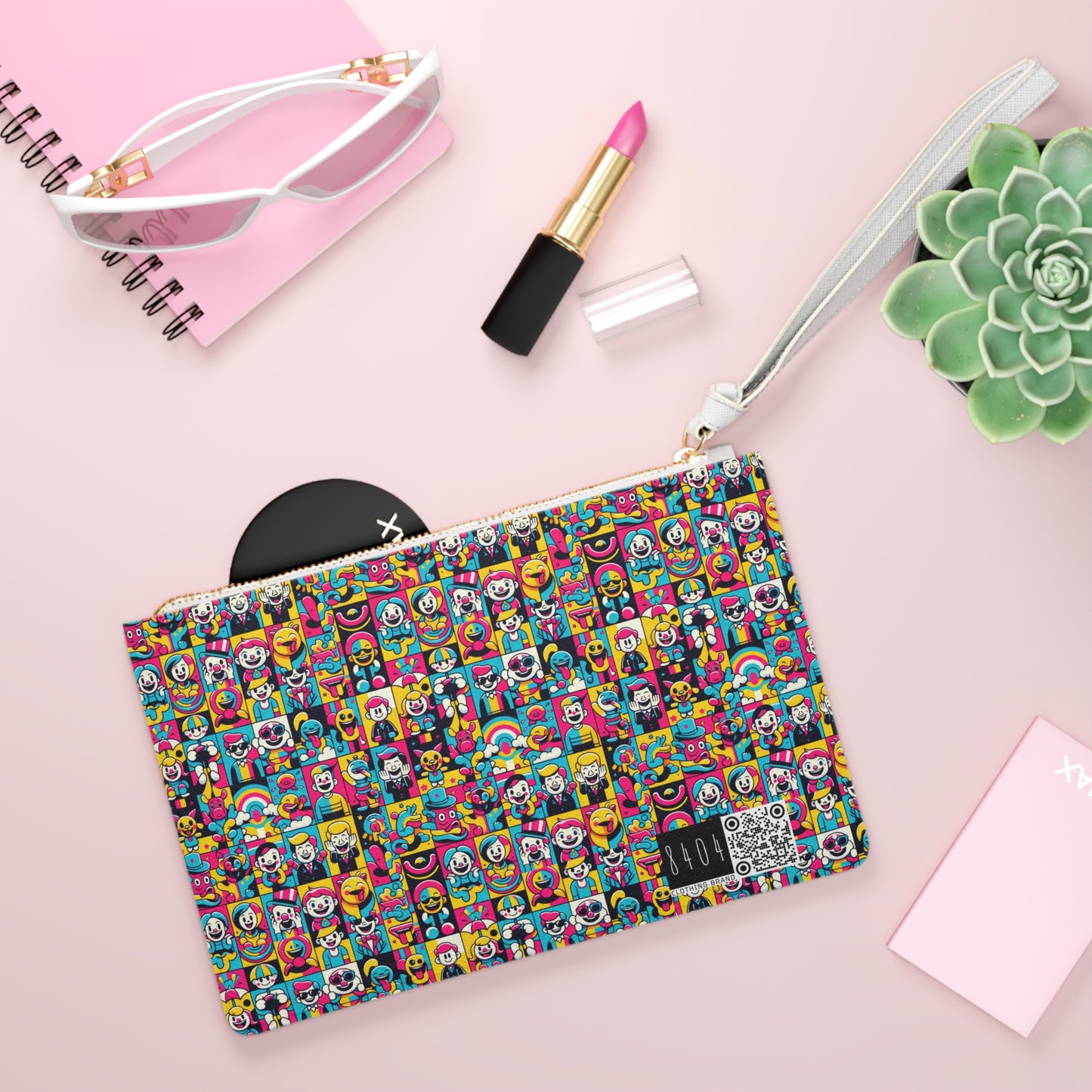Neon Pop Playful Pop Culture Mashup Clutch Bag - 8404 Design-60