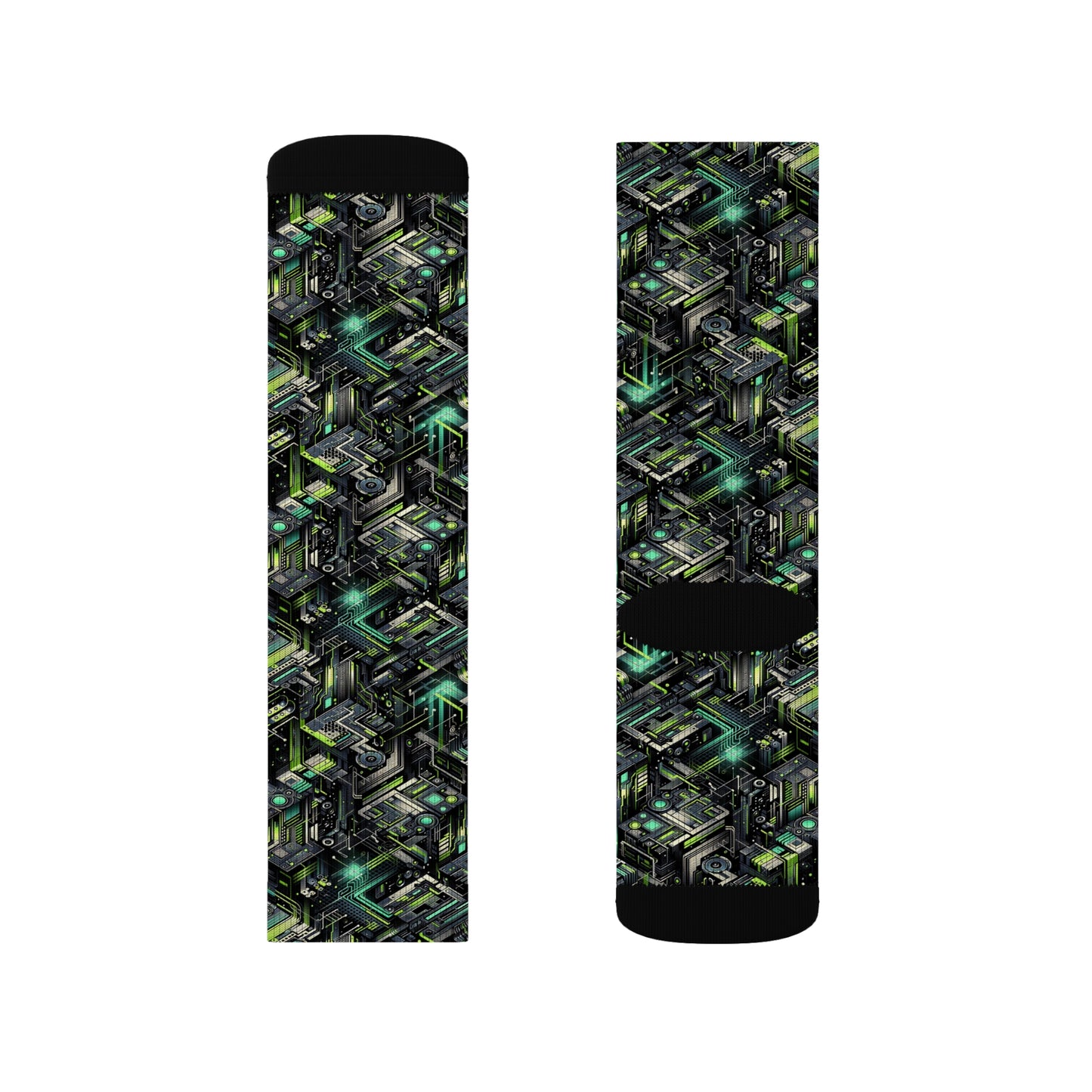 Tech-Infused Graphics Tech-Forward Streetwear Sublimation Socks - 8404 Design-47