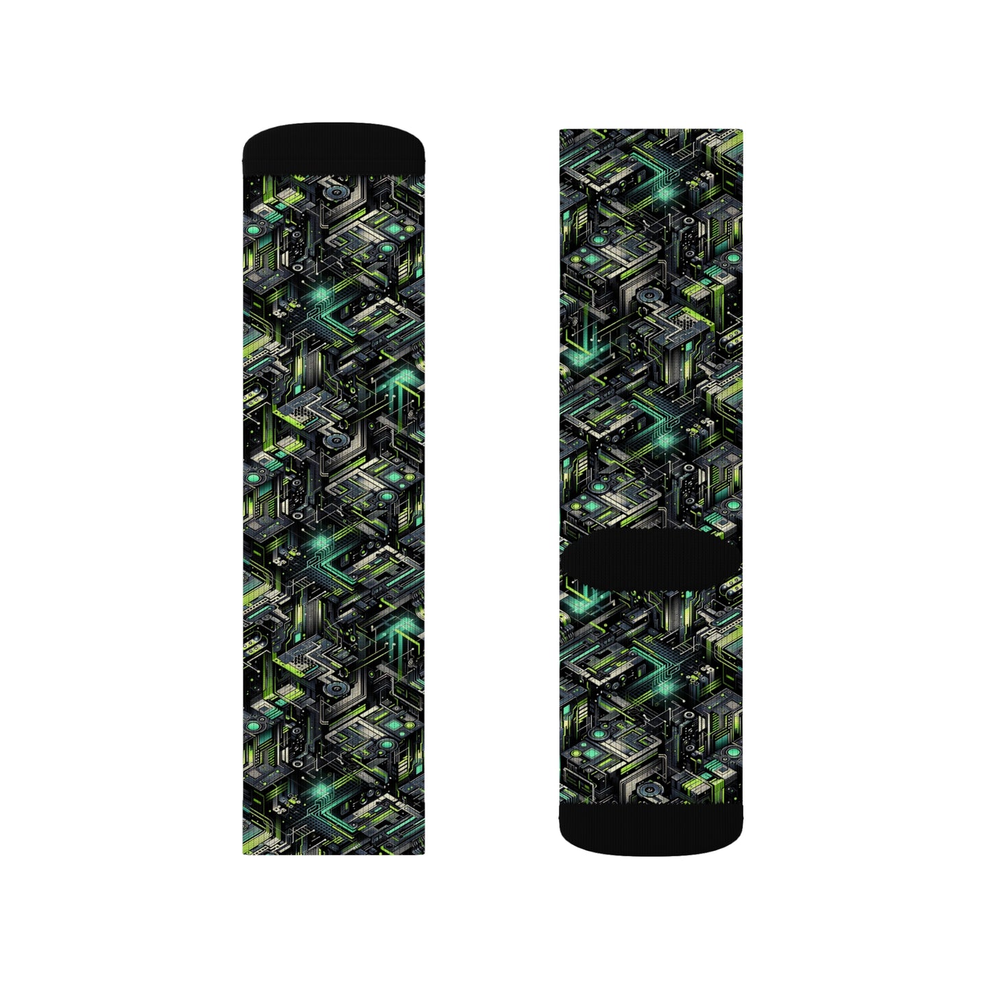 Tech-Infused Graphics Tech-Forward Streetwear Sublimation Socks - 8404 Design-47