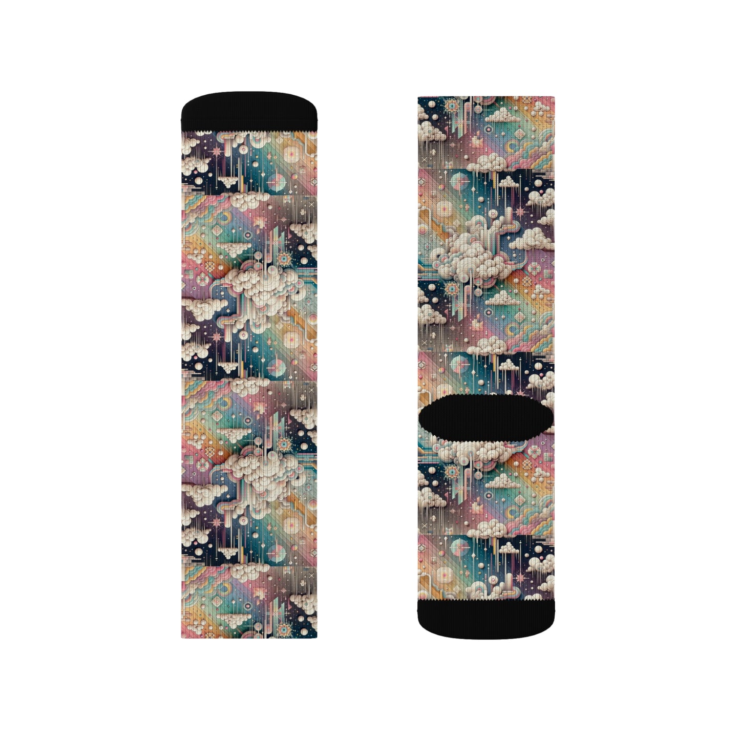 Digital Dreamland Whimsical and Nostalgic Streetwear With a Digital Twist Sublimation Socks - 8404 Design-52