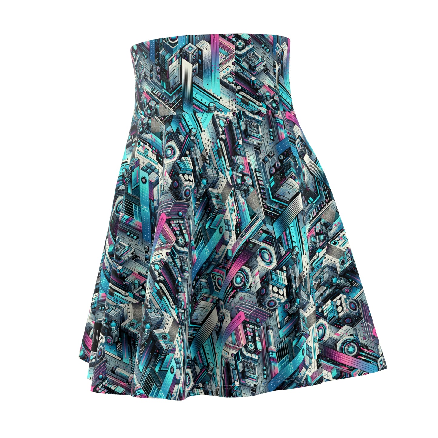Digital Motion Futuristic Tech Women's Skater Skirt - 8404 Design-40