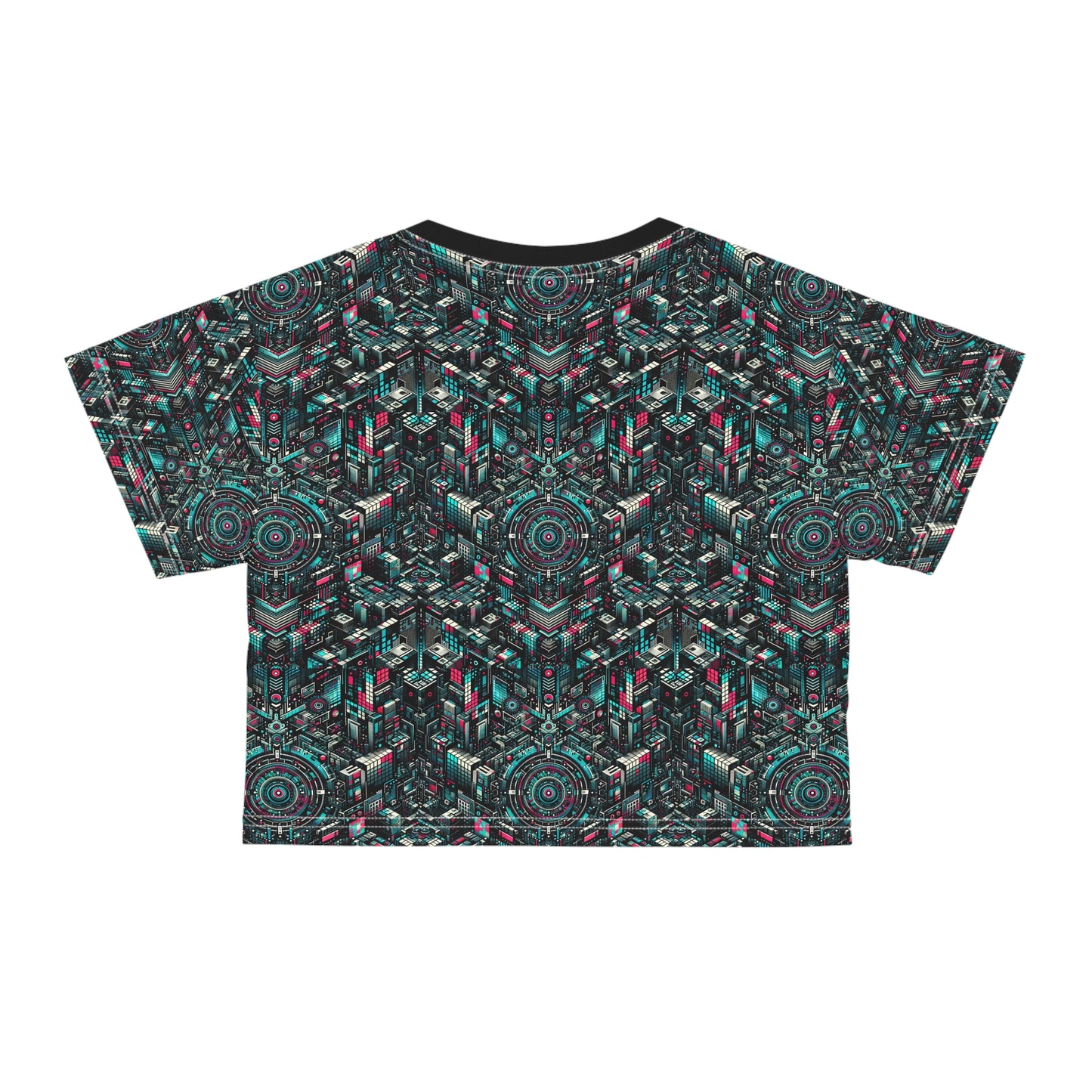 Digital Rebellion Tech-Inspired Streetwear Crop Tee - 8404 Design-54