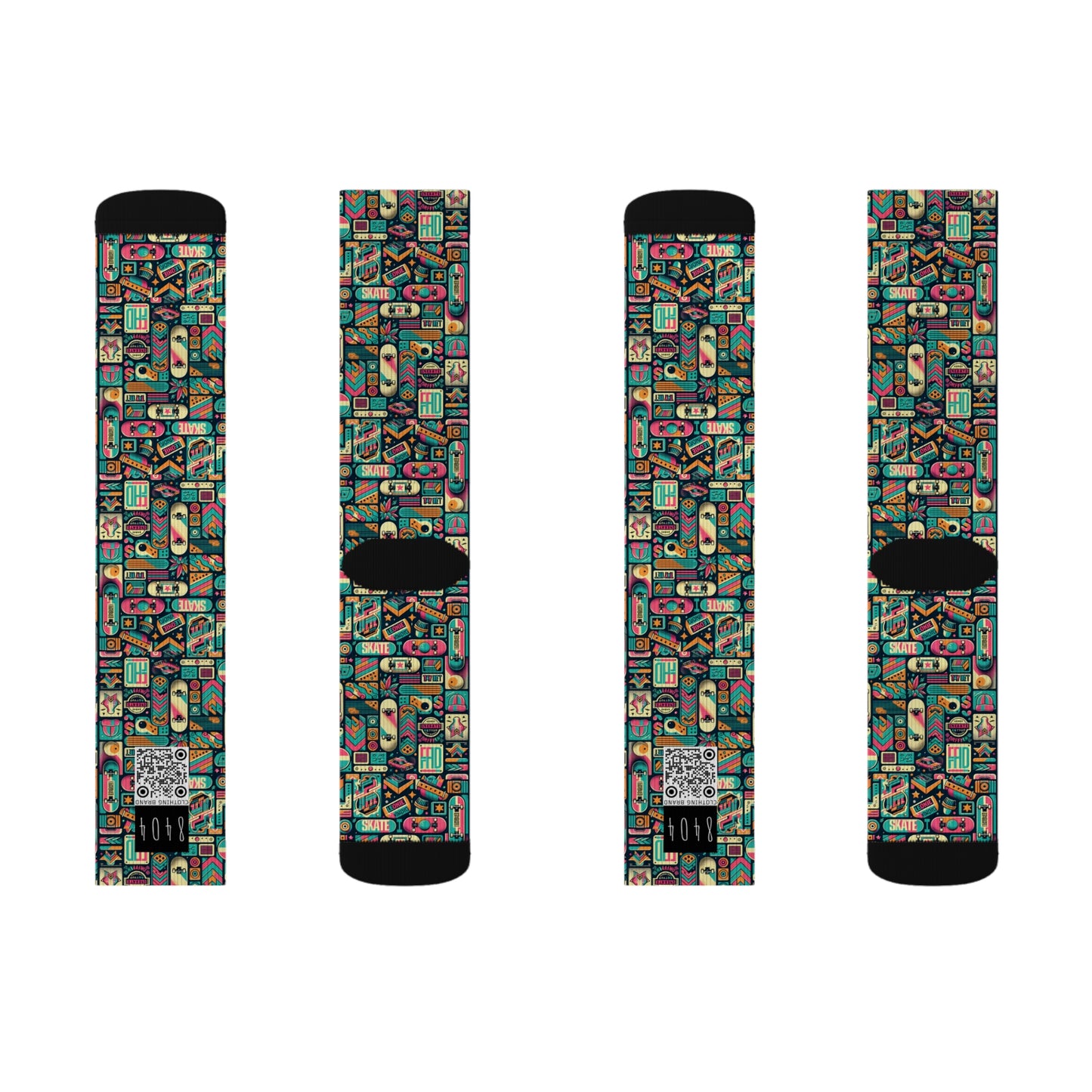 Skate Culture Revival Urban Retro Cool Sublimation Socks - 8404 Design-61