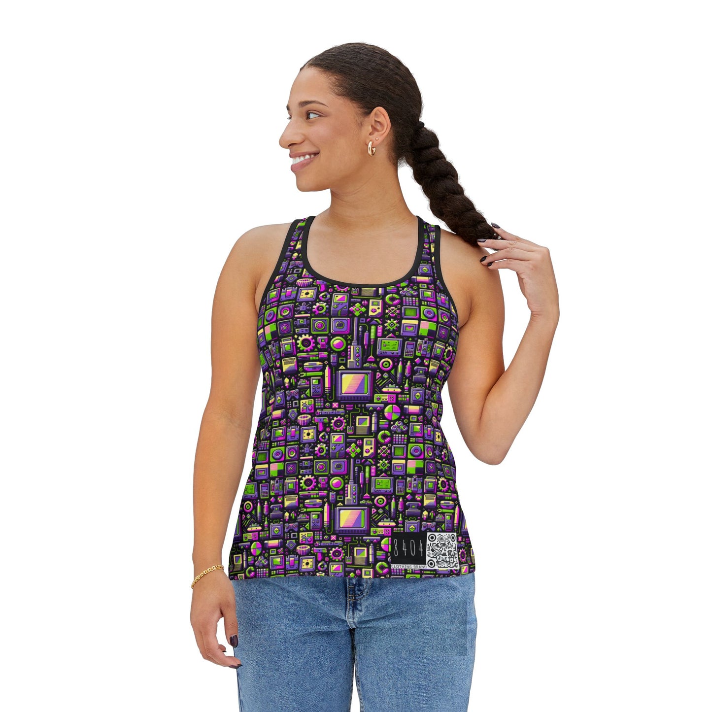 Digital Nostalgia Remix Modern Vintage Fusion Women's Tank Top - 8404 Design-67