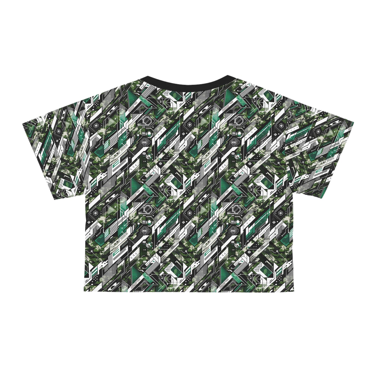 Tech Camo Fusion Tech-Forward Streetwear With a Futuristic Edge Crop Tee - 8404 Design-63