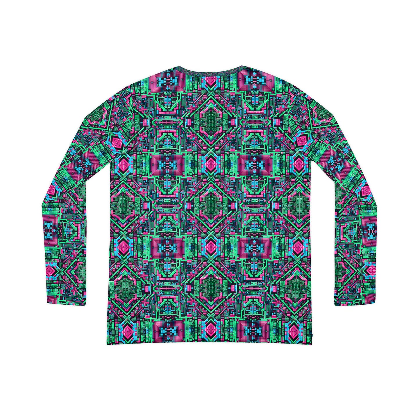 Digital Glitch Vibes Tech-Inspired Streetwear Women's Long Sleeve V-Neck Shirt - 8404 Design-71