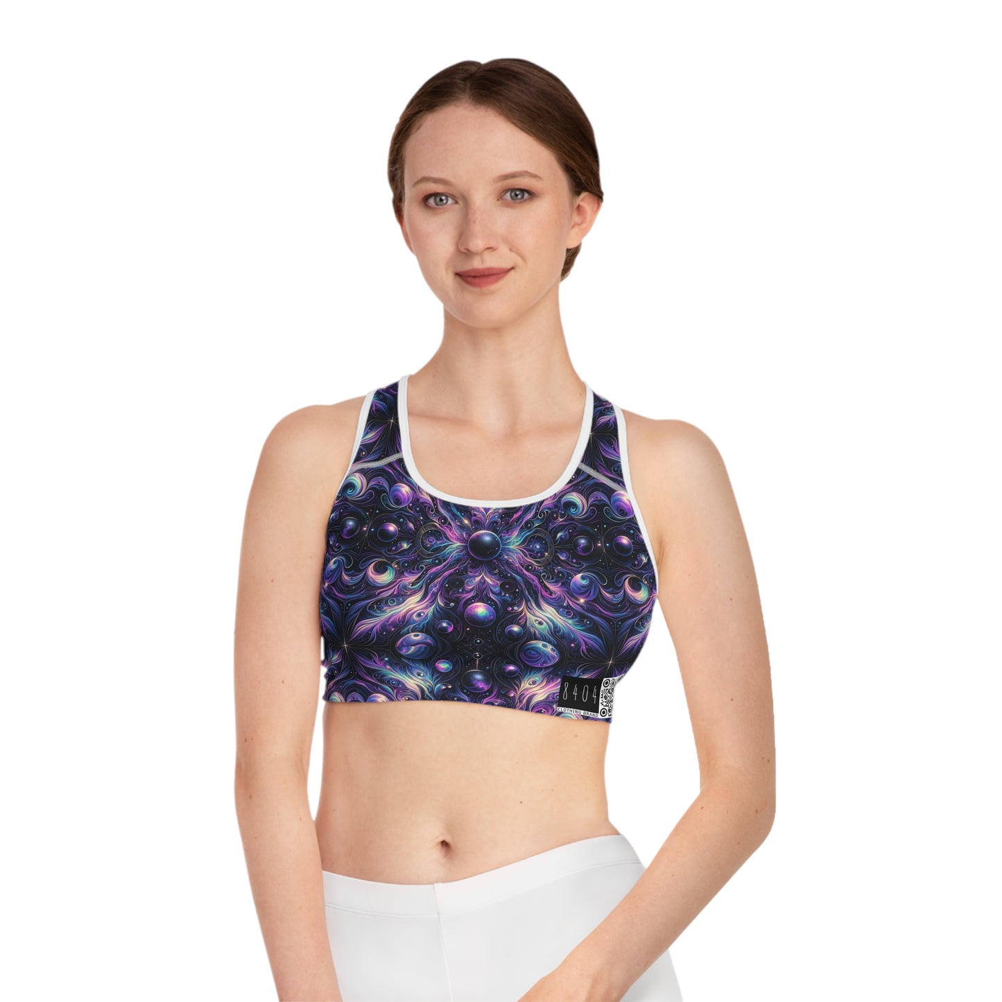 Galactic Hues Tech-Forward Cosmic Fusion Sports Bra - 8404 Design-41