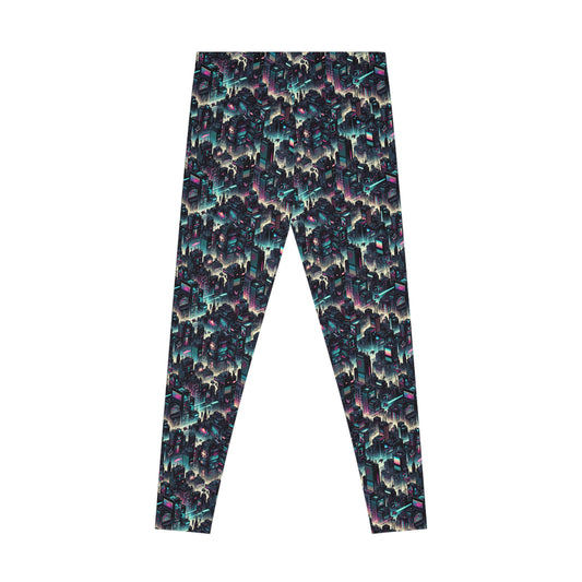 Digital Rebellion Tech-Inspired Streetwear Stretch Leggings - 8404 Design-51