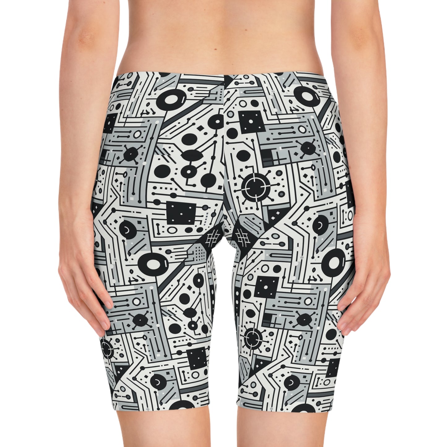 Digital Minimalism Minimalist Tech Women's Bike Shorts - 8404 Design-48