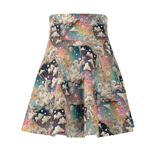 Digital Dreamland Whimsical and Nostalgic Streetwear With a Digital Twist Women's Skater Skirt - 8404 Design-52