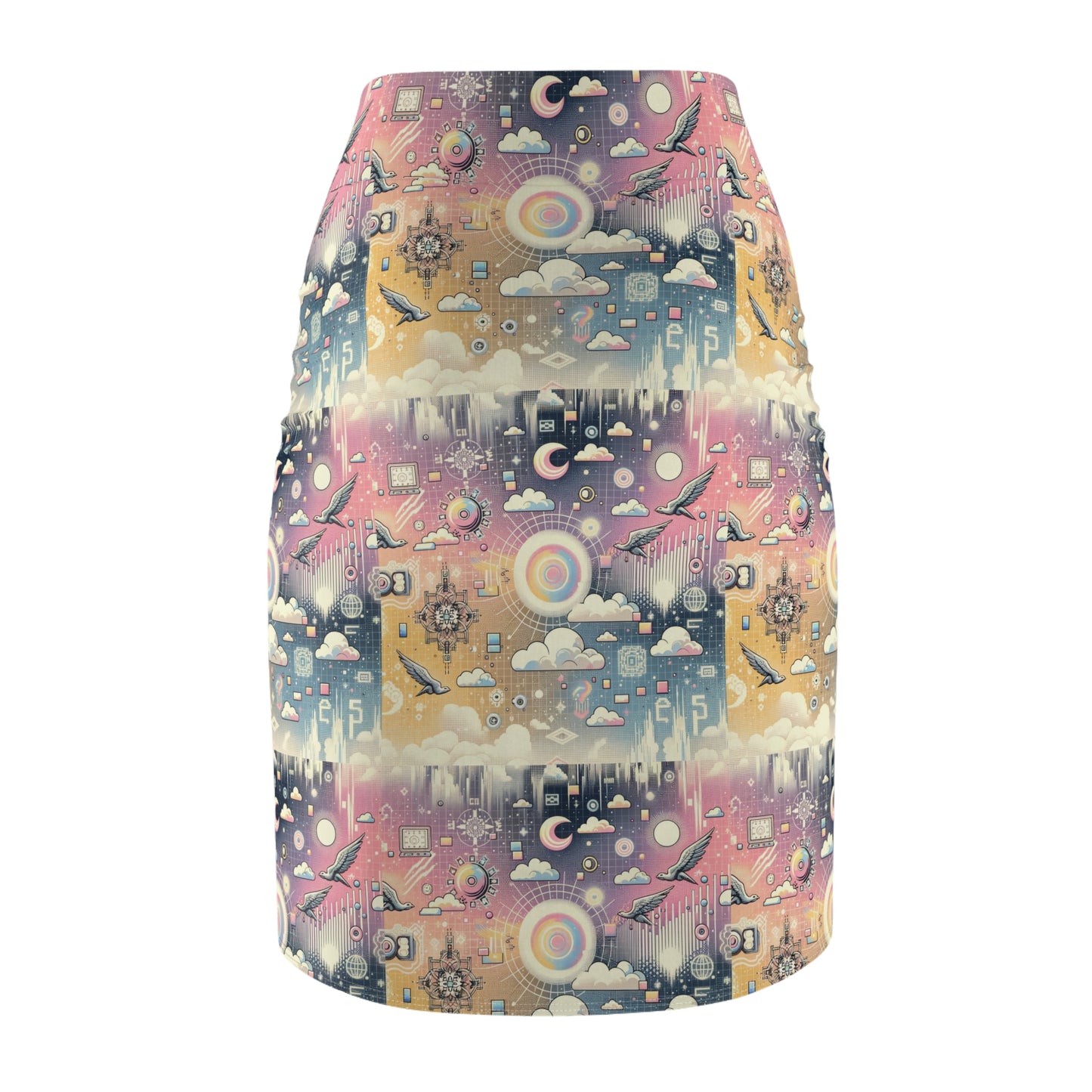 Digital Dreamland Whimsical and Nostalgic Streetwear With a Digital Twist Women's Pencil Skirt - 8404 Design-69