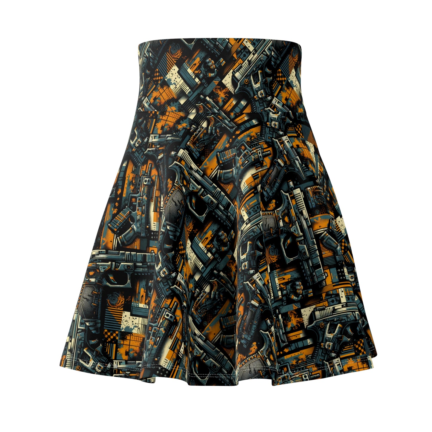 Digital Punk Futuristic Grunge Women's Skater Skirt - 8404 Design-47