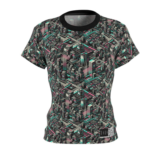 Digital Dreamland Tech-Inspired Streetwear Women's Cut & Sew Tee - 8404 Design-51