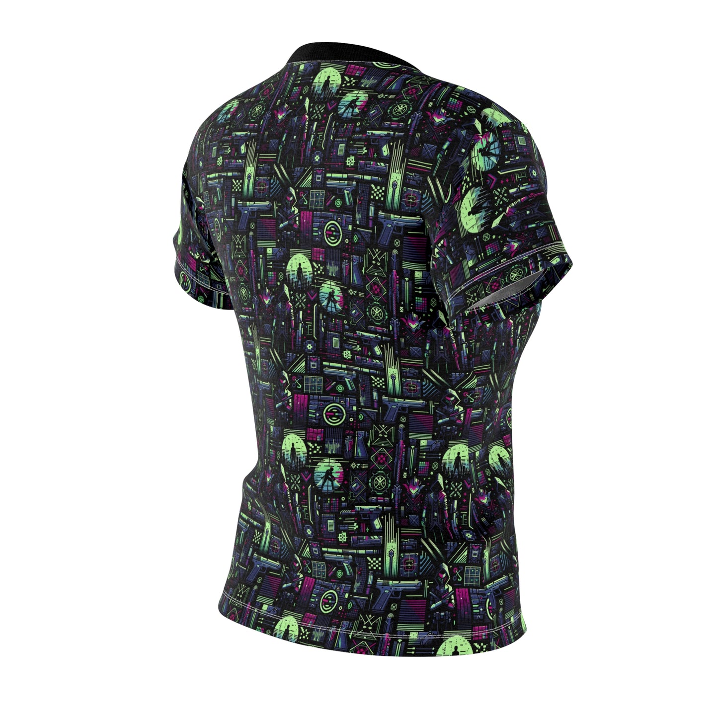Tech Noir Futuristic Cyberpunk Women's Cut & Sew Tee - 8404 Design-63