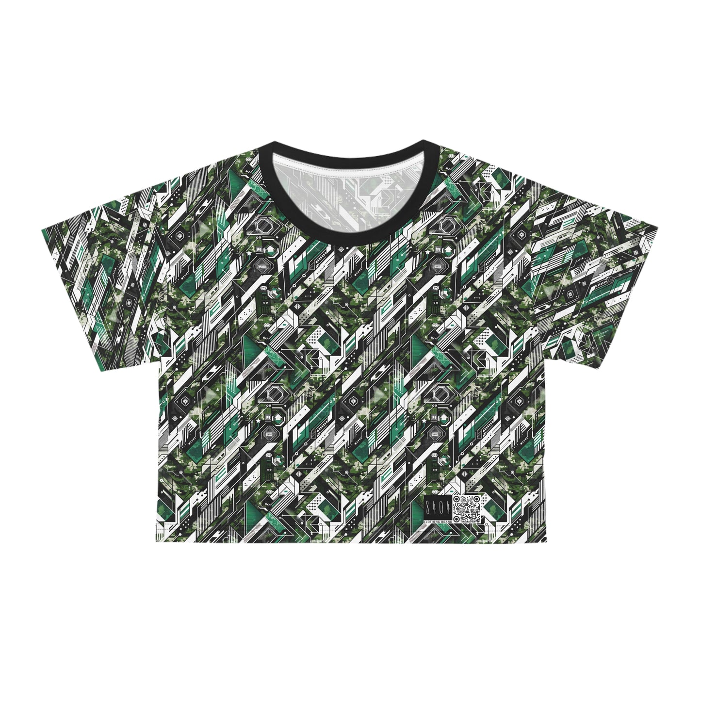 Tech Camo Fusion Tech-Forward Streetwear With a Futuristic Edge Crop Tee - 8404 Design-63