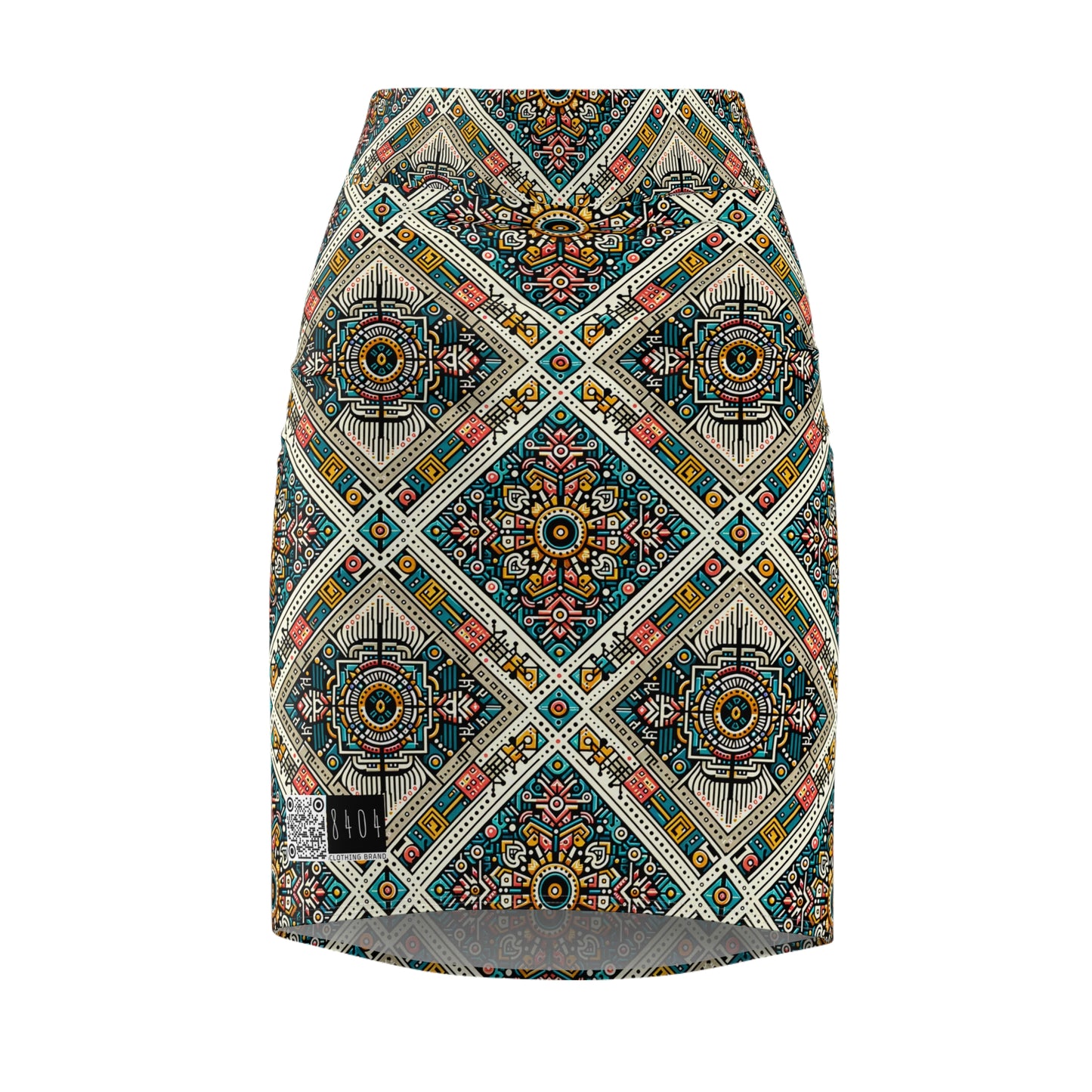Cultural Fusion Tech Blend of Cultural Heritage With Tech-Inspired Elements Women's Pencil Skirt - 8404 Design-64