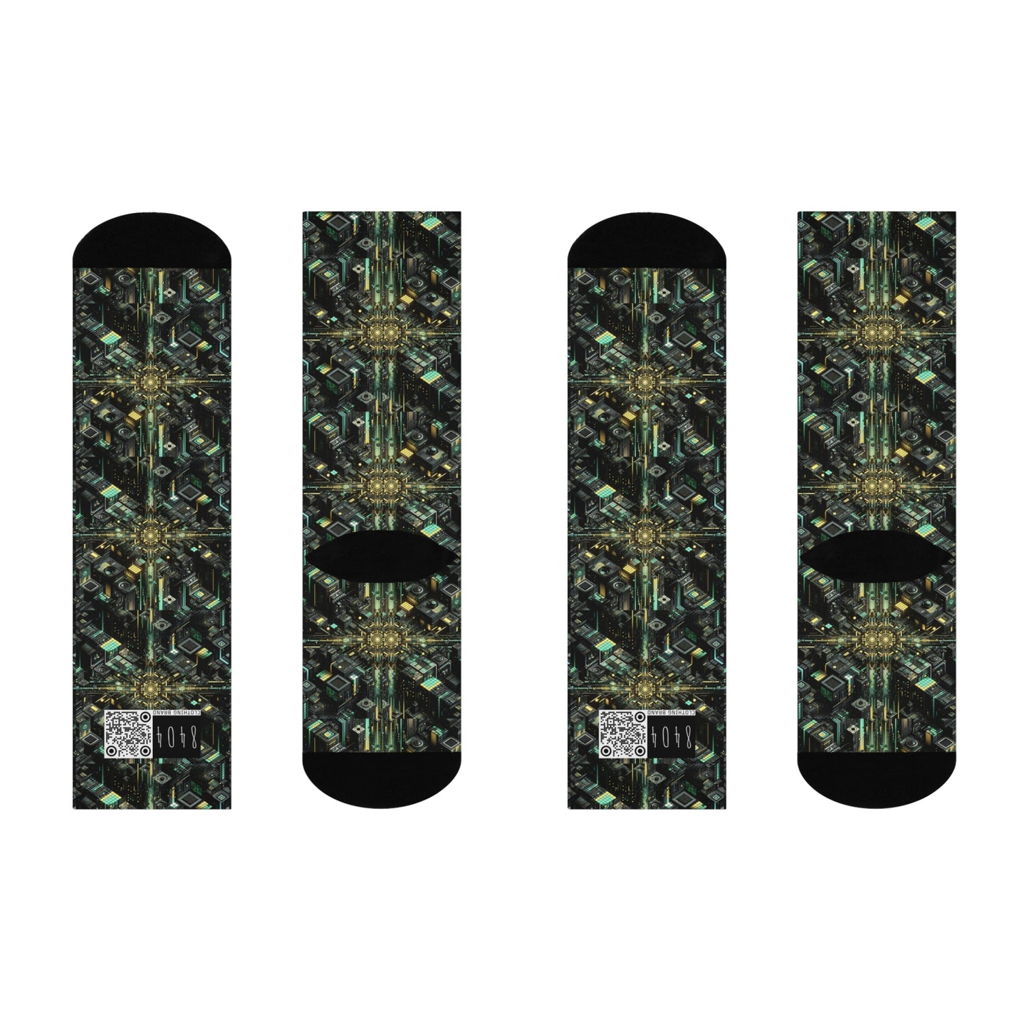 Tech Noir Graphics Tech-Inspired Streetwear Cushioned Crew Socks - 8404 Design-66