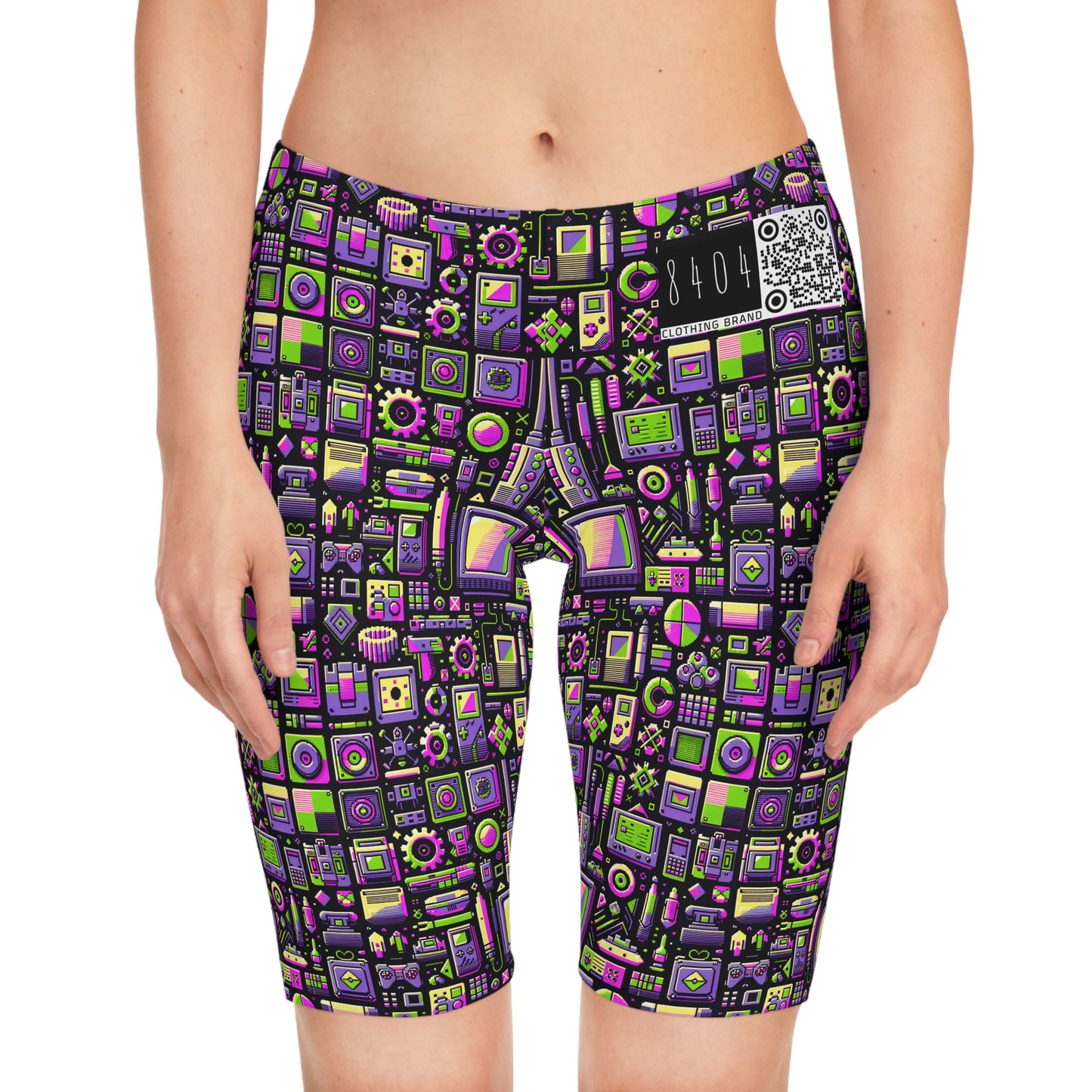 Digital Nostalgia Remix Modern Vintage Fusion Women's Bike Shorts - 8404 Design-67
