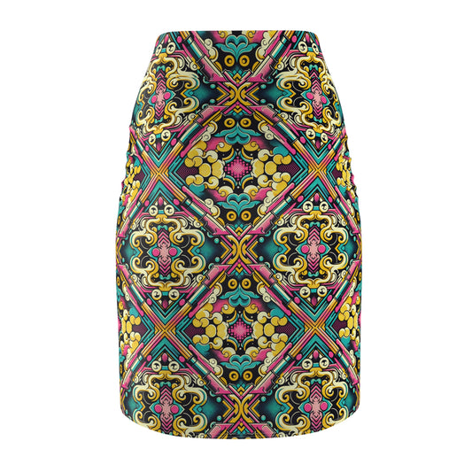 Neon Pop Art Revival Pop Culture Retro Women's Pencil Skirt - 8404 Design-59