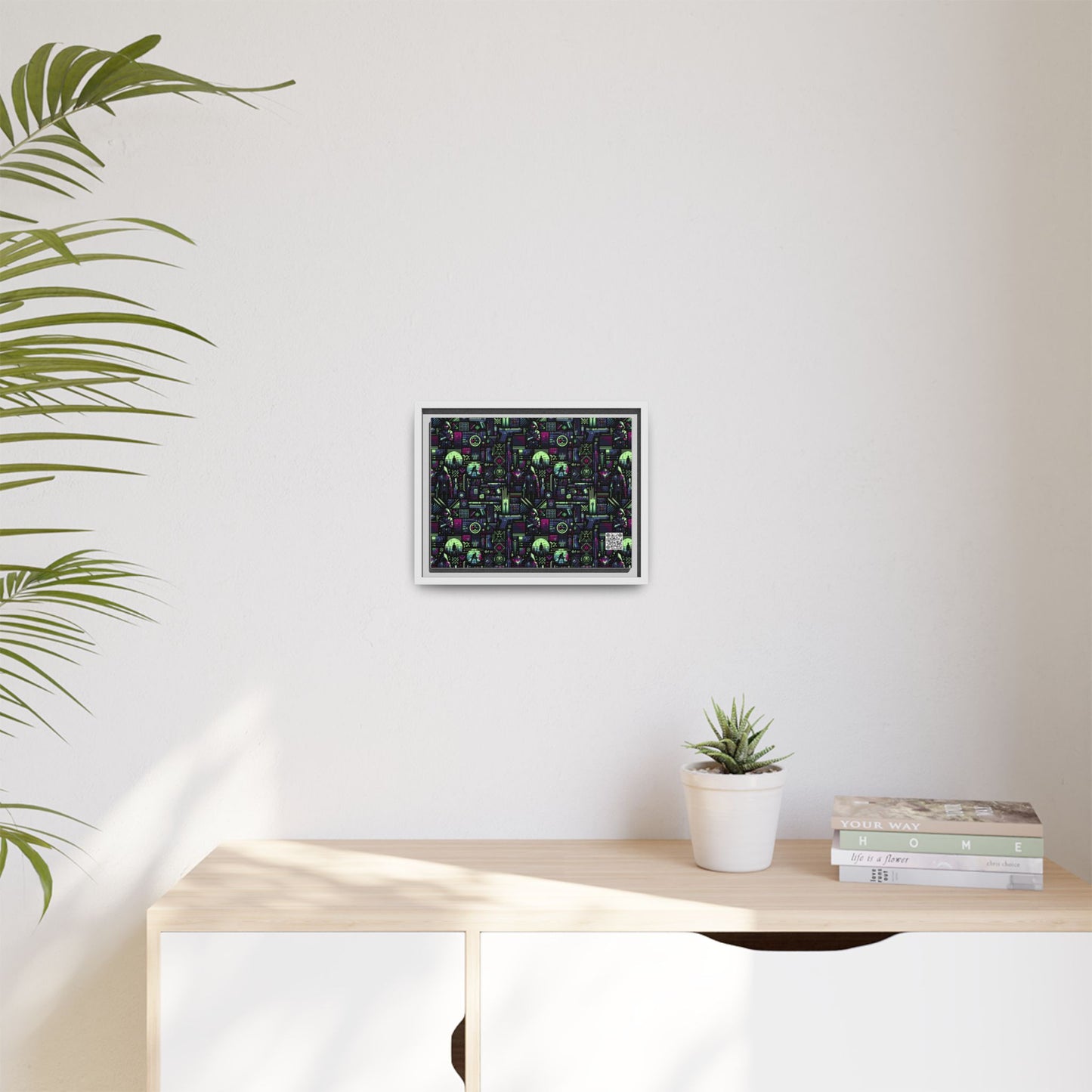 Tech Noir Futuristic Cyberpunk Matte Canvas, Framed (multi-Color) - 8404 Design-63 A