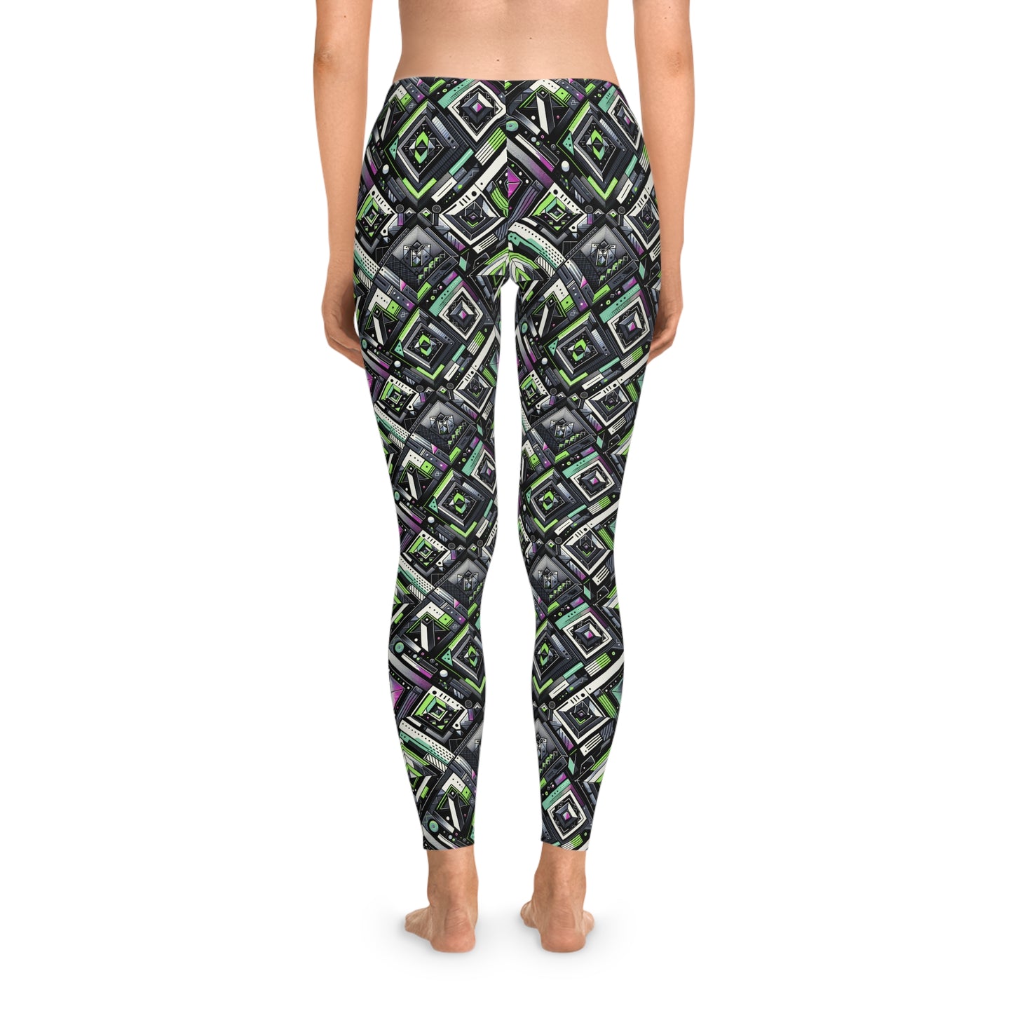 Retro Futurism Graphics Tech-Forward Streetwear Stretch Leggings - 8404 Design-48