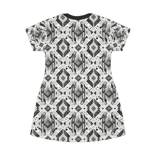 Digital Minimalism Minimalist Tech T-Shirt Dress - 8404 Design-51