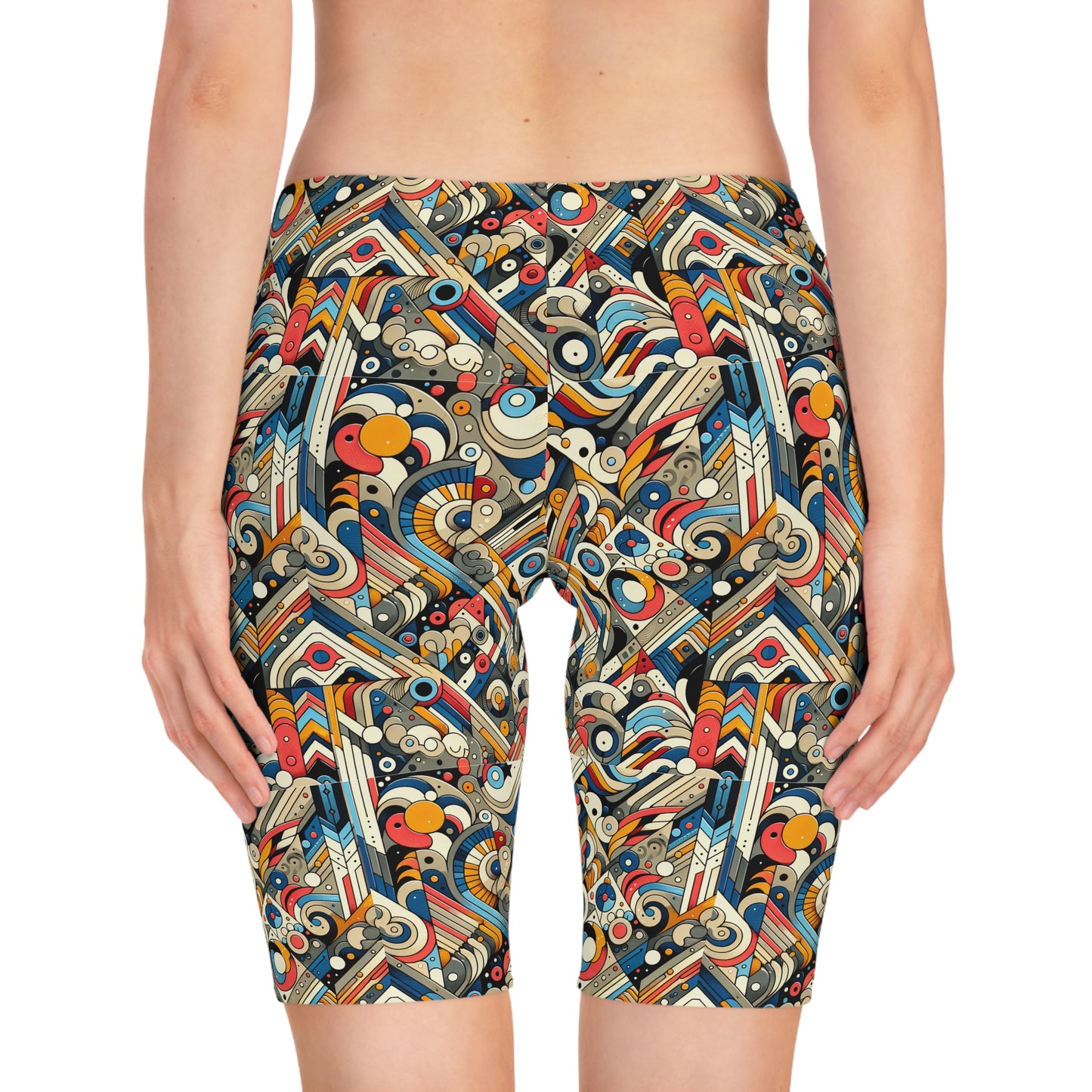 Abstract Graphic Art Modern Artistic Expression Women's Bike Shorts - 8404 Design-62