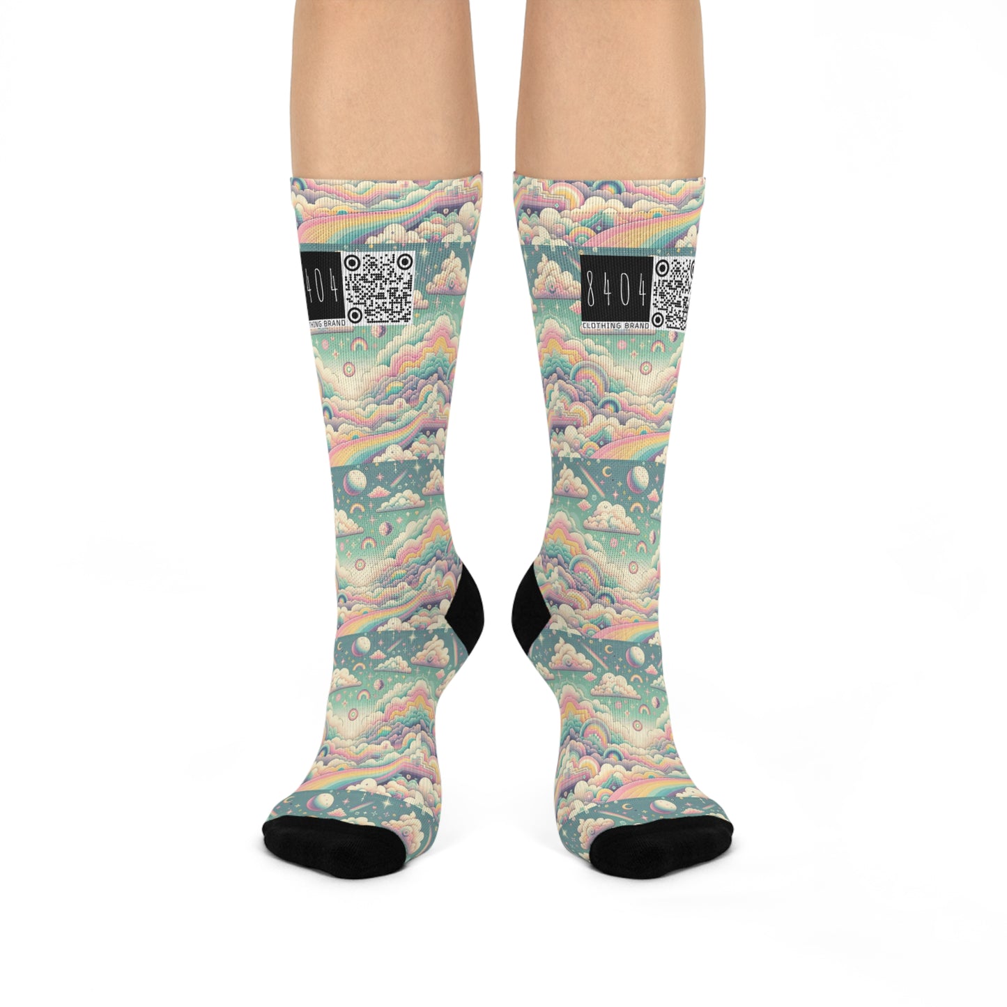 Digital Dreamland Whimsical and Nostalgic Streetwear With a Digital Twist Cushioned Crew Socks - 8404 Design-65