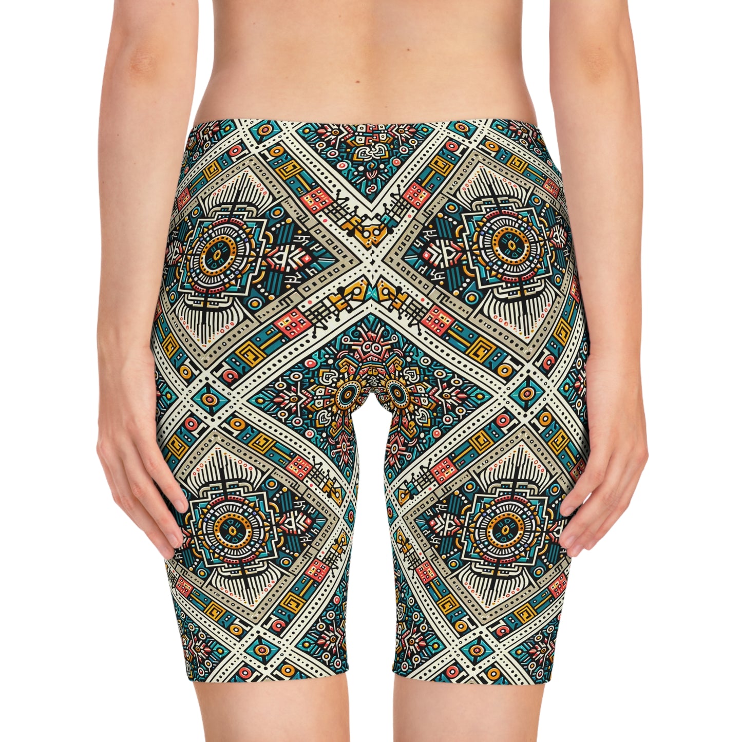 Cultural Fusion Tech Blend of Cultural Heritage With Tech-Inspired Elements Women's Bike Shorts - 8404 Design-64