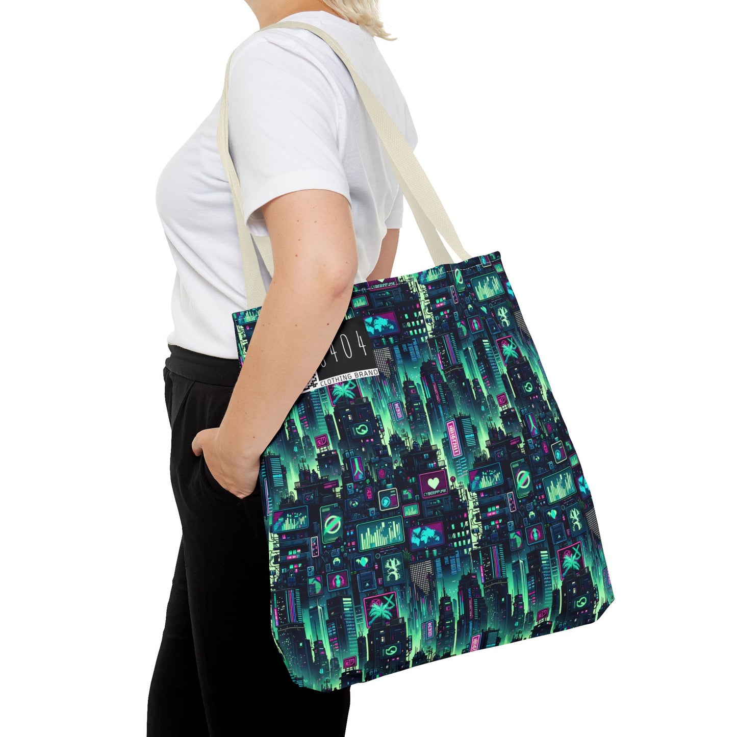 Tech Noir Graphics Futuristic Cyberpunk Tote Bag - 8404 Design-52