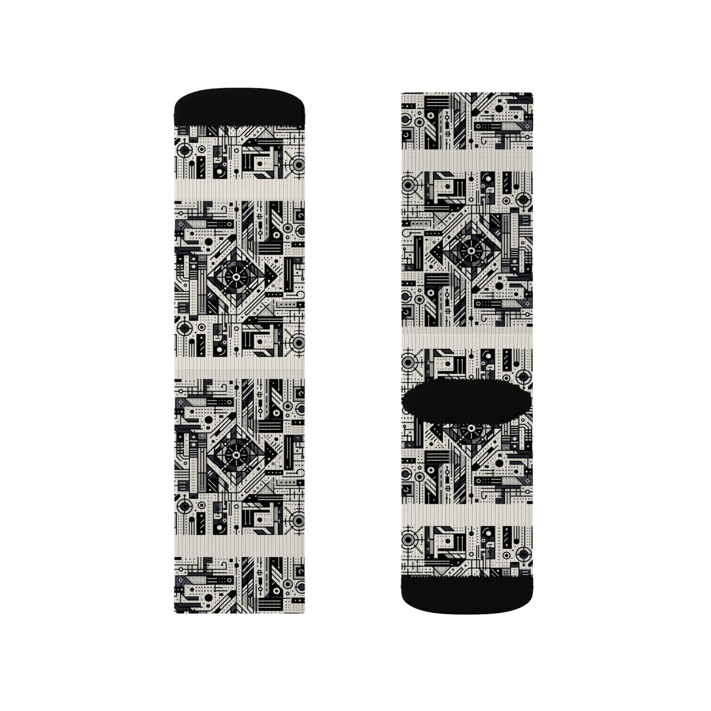 Digital Minimalism Minimalist Tech Sublimation Socks - 8404 Design-47