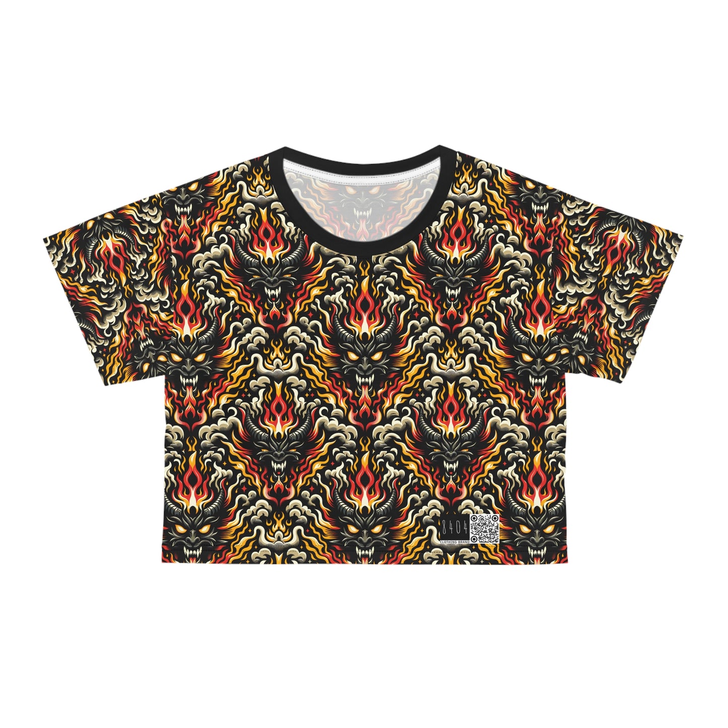 Flame Graphics Maximalist Streetwear Crop Tee - 8404 Design-59