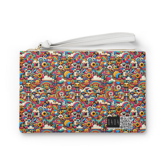 Neon Pop Playful Pop Culture Mashup Clutch Bag - 8404 Design-62