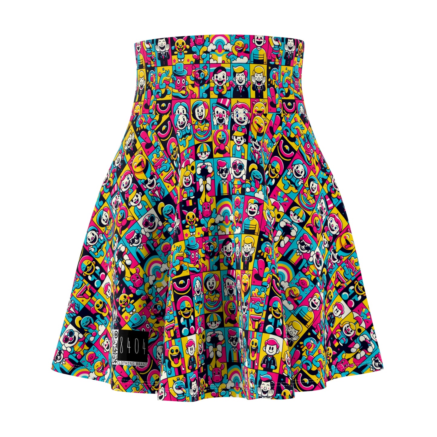 Neon Pop Playful Pop Culture Mashup Women's Skater Skirt - 8404 Design-60