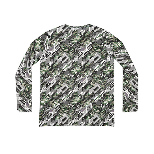 Tech Camo Fusion Tech-Forward Streetwear With a Futuristic Edge Women's Long Sleeve V-Neck Shirt - 8404 Design-46