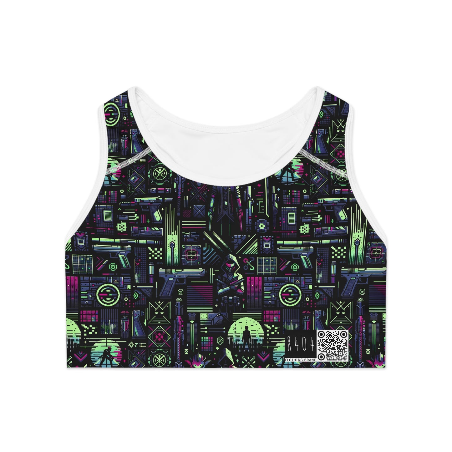 Tech Noir Futuristic Cyberpunk Sports Bra - 8404 Design-63