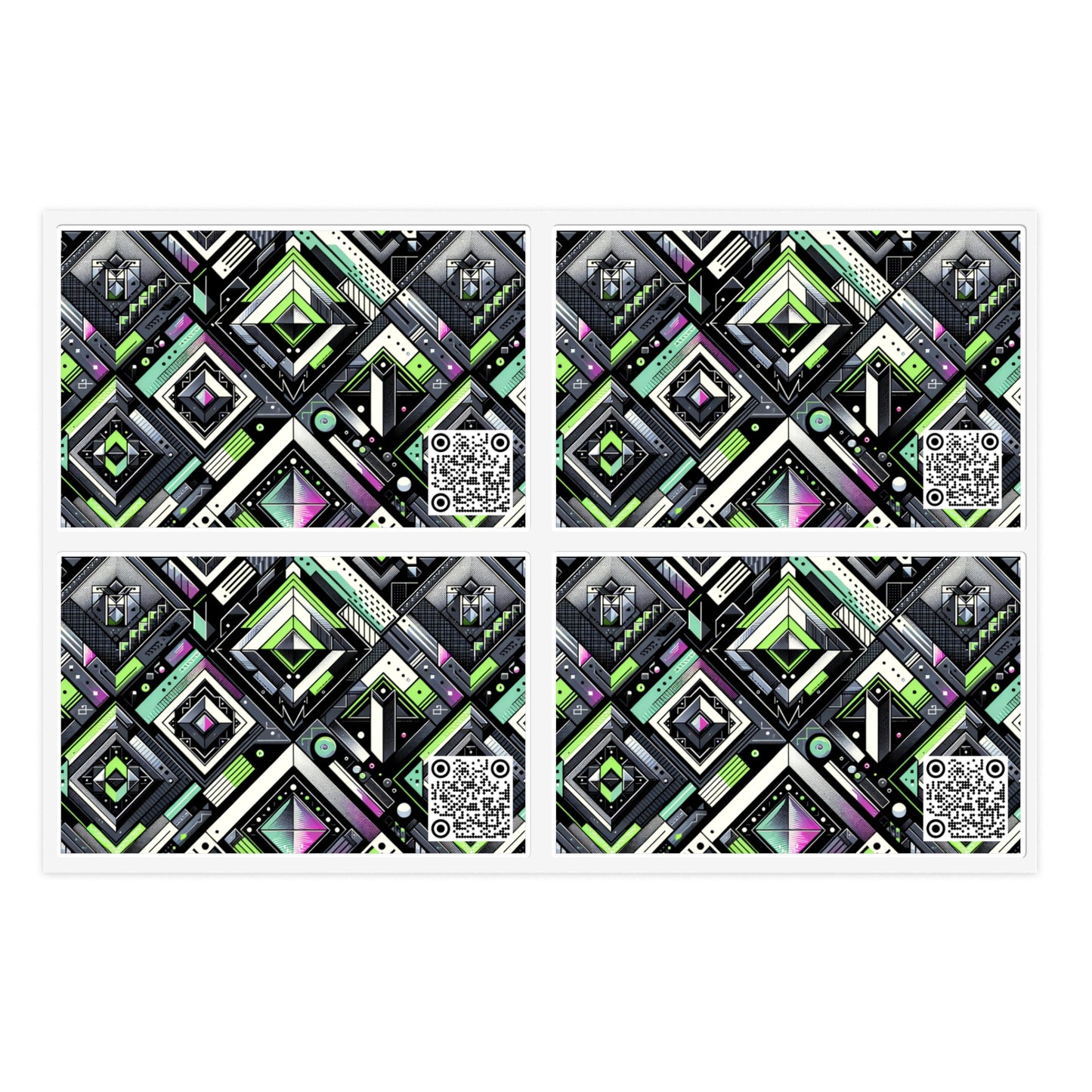 Retro Futurism Graphics Tech-Forward Streetwear Sticker Sheets - 8404 Design-48