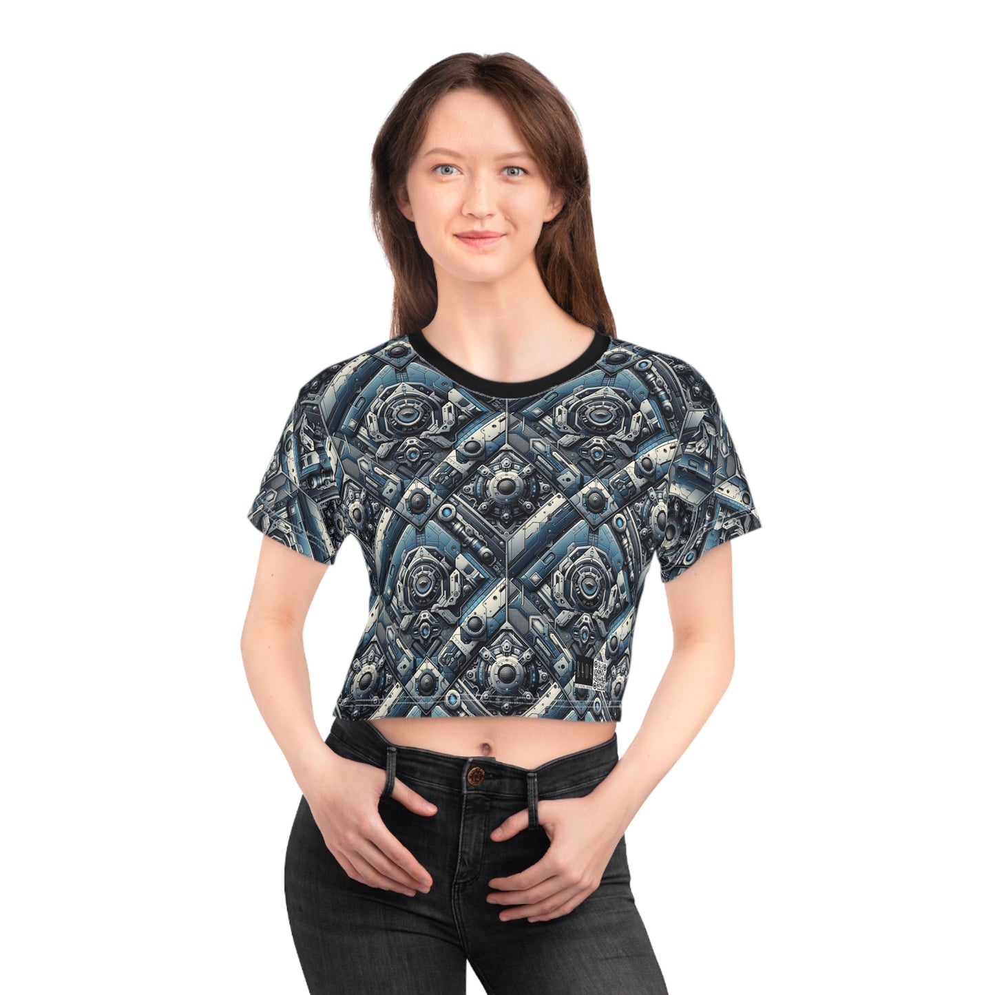 Tech Utility Fusion Tech-Forward Utility With a Futuristic Edge Crop Tee - 8404 Design-43