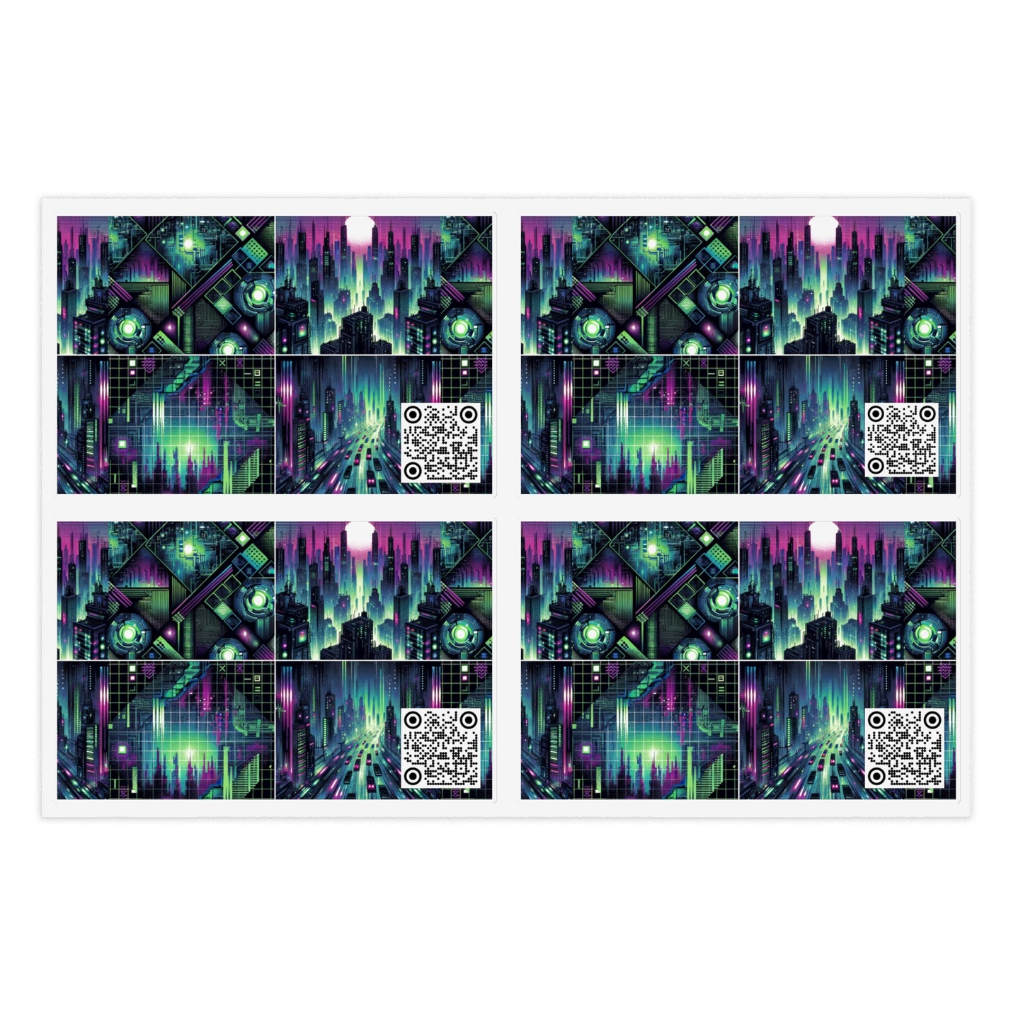 Tech Noir Aesthetics Tech-Forward Urban Dystopia Sticker Sheets - 8404 Design-54