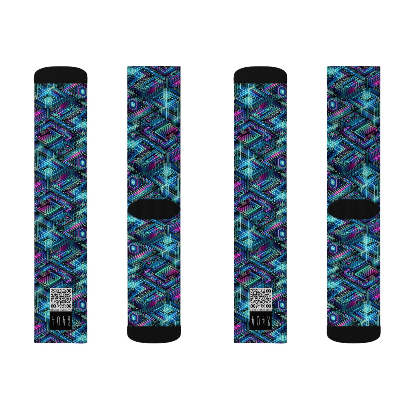 Digital Dreamland Futuristic Tech Aesthetic Sublimation Socks - 8404 Design-42