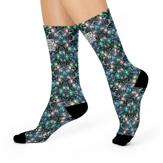 Tech-Infused Futurism Futuristic Tech Cushioned Crew Socks - 8404 Design-63