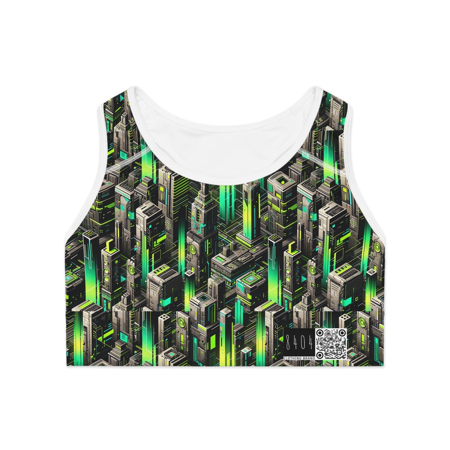Digital Rebellion Tech-Forward Streetwear Sports Bra - 8404 Design-63